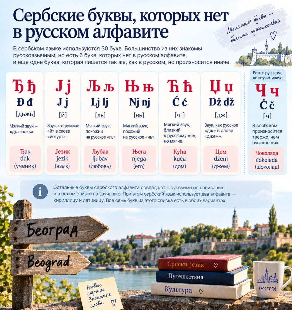 Сербские буквы, которых нет в русском алфавите